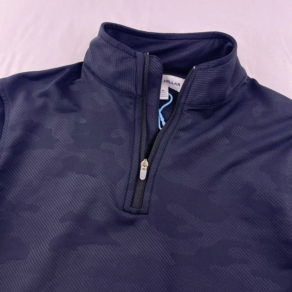 Peter Millar Boys Medium Black Camo Quarter Zip Pullover YS23EK40H Kids Top
